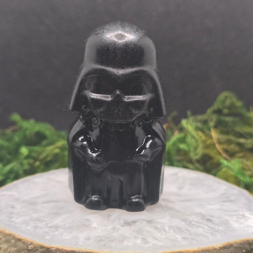 Silver Sheen Obsidian Darth Vader 2.25" Crystal Carving Star Wars Figurine